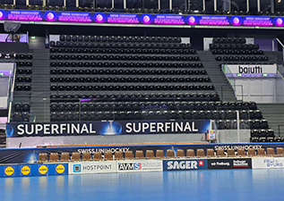 Floorball Superfinal Sports Perimeter Solution with Master Series in Fribourg, Switzerland